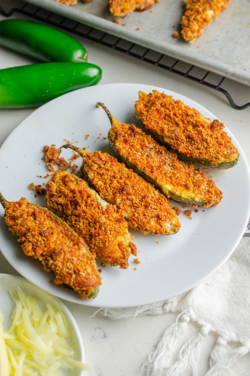 jalapeno poppers on a white plate