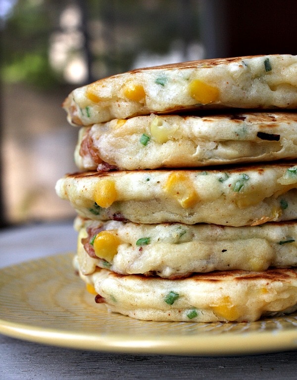 stack of Bacon and Corn Griddle Cakes 