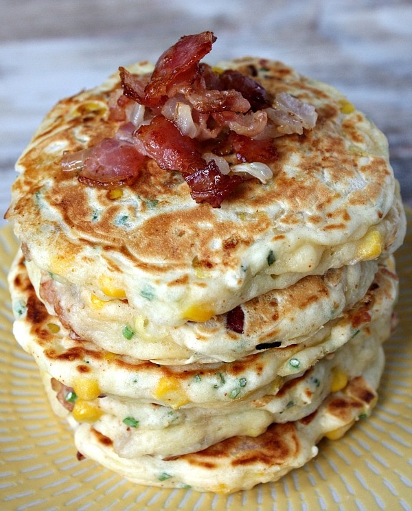 stack of Bacon and Corn Griddle Cakes 