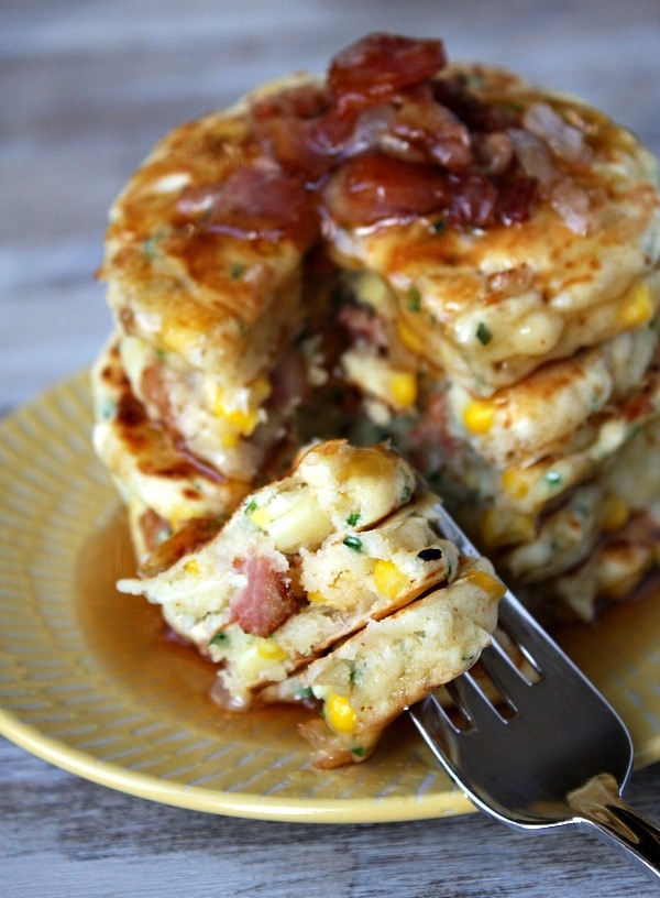 Bite of Bacon and Corn Griddle Cakes 