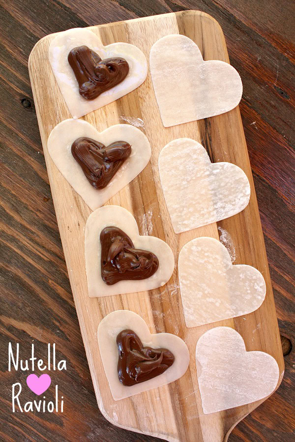 Nutella Heart Ravioli recipe from RecipeGirl.com