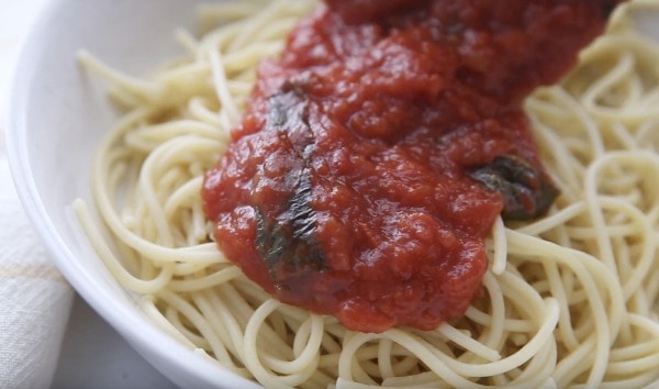 Homemade Marinara Sauce over pasta