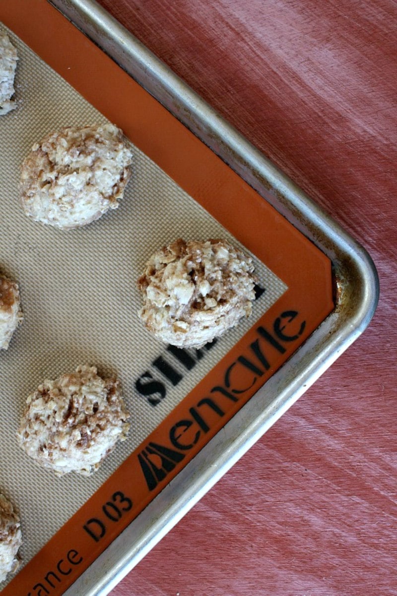 cinnamon bun scones on a baking sheet ready for the oven