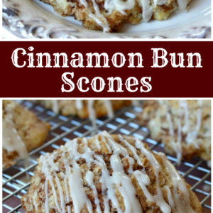 pinterest collage image for cinnamon bun scones