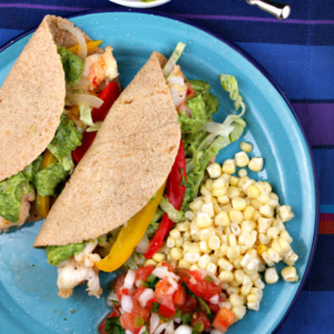 Shrimp Tacos with Avocado Chimichurri Sauce