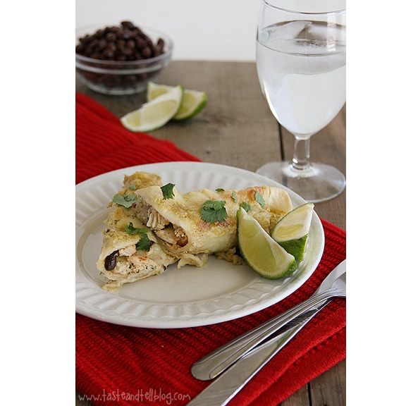 Chicken and Black Bean Zucchini Enchiladas on a plate