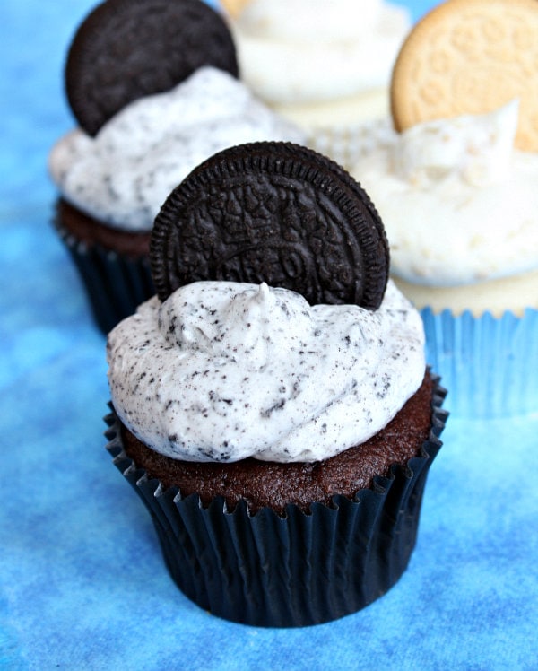 Cookies and Cream Frosting on a cupcake