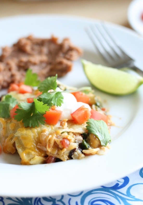 Chicken Enchilada Casserole on a plate