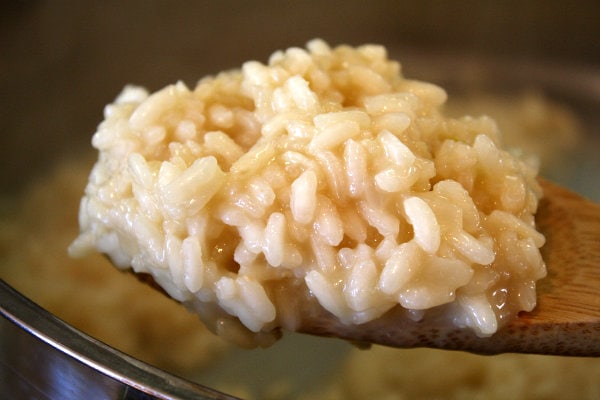 Shiitake and Sweet Pea Risotto recipe from RecipeGirl.com