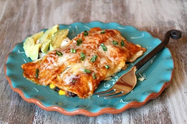 plate of vegetable enchiladas
