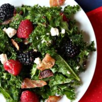 Berry and Bacon Kale Salad with Blackberry Jam Vinaigrette