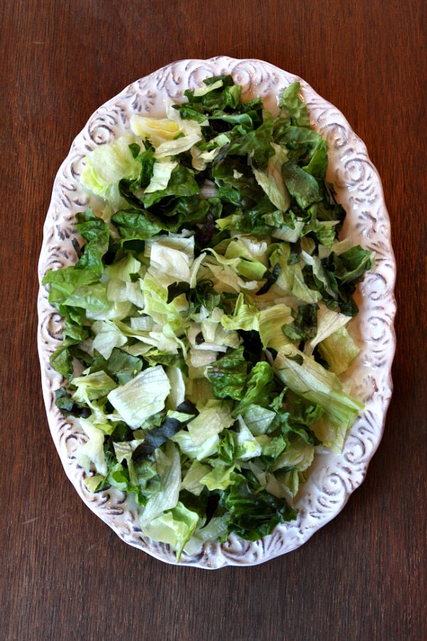 Classic Cobb Salad recipe from RecipeGirl.com Lettuce on plate