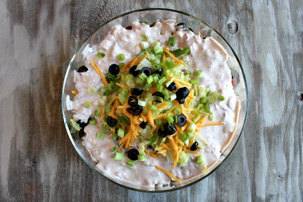 Tex Mex Layered Salad recipe from RecipeGirl.com #tex #mex #texmex #layered #salad #recipe #RecipeGirl Tex Mex Layered Salad