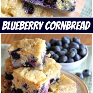 Pinterest collage image for blueberry cornbread