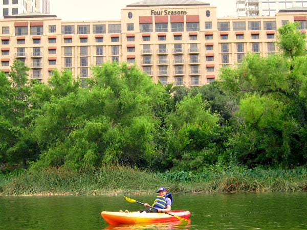 kayaking on lady bird lake by four seasons austin