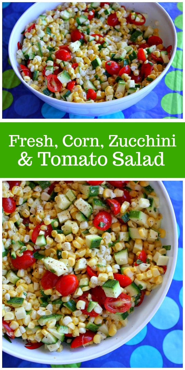 Fresh Corn, Zucchini and Tomato Salad recipe from RecipeGirl.com #corn #zucchini #tomato #summer #salad #recipe #RecipeGirl