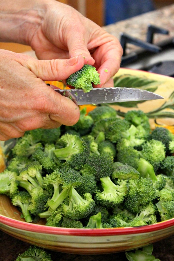 Chopping broccoli