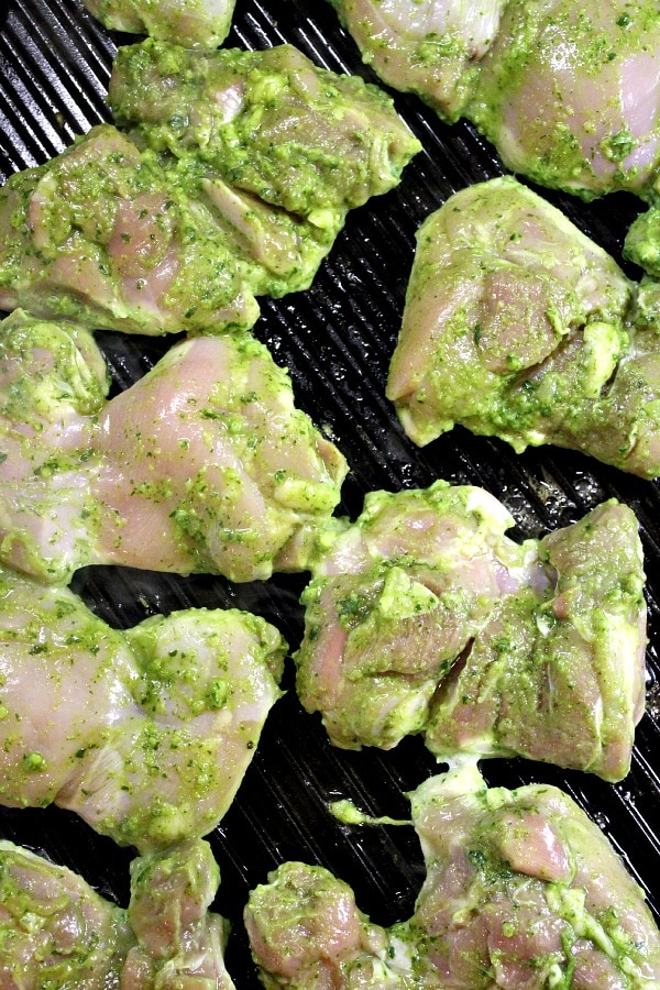 Easy Grilled Cilantro Chicken recipe from RecipeGirl.com #easy #grilled #cilantro #chicken #thighs #recipe #RecipeGirl How to Make Cilantro Chicken on grill