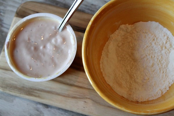 yogurt and flour in bowl