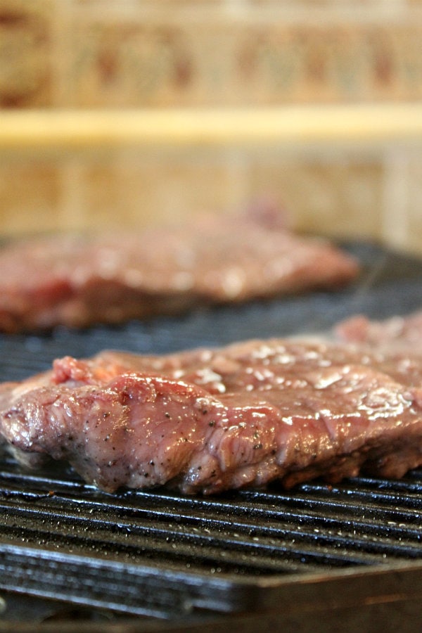 Grilled Skirt Steak with Corn and Cherry Tomato Salad recipe from RecipeGirl.com