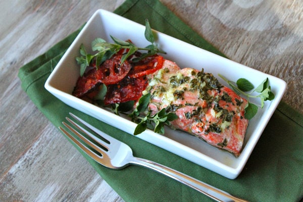 Lemon Oregano Salmon with roasted tomatoes