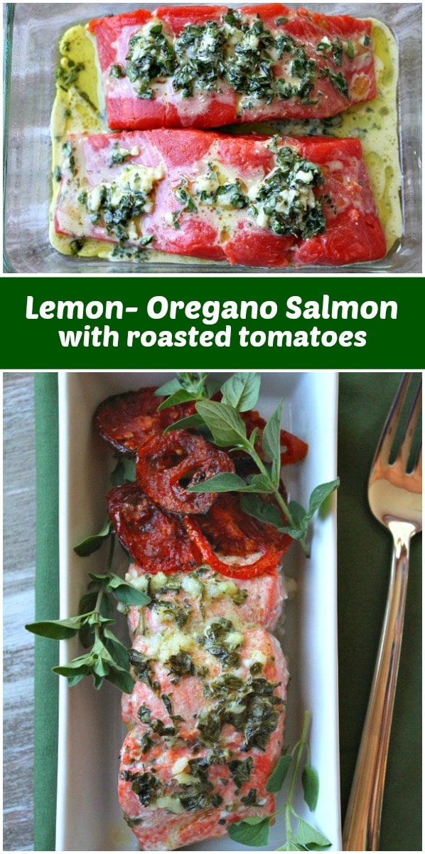 Lemon Oregano Salmon with Roasted Tomatoes Recipe Girl