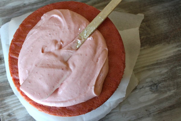 Frosting Strawberry Cheesecake Cake