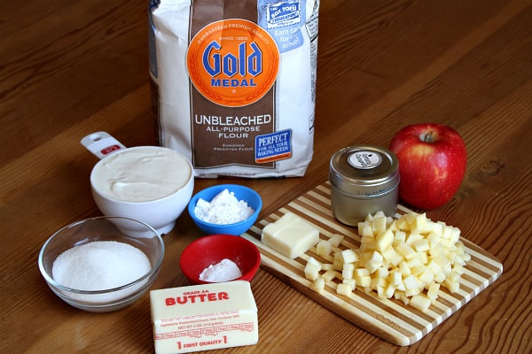 Ingredients needed for Caramel Apple Scones 