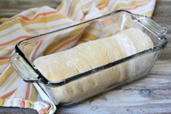 Honey Whole Wheat Bread dough in a loaf pan