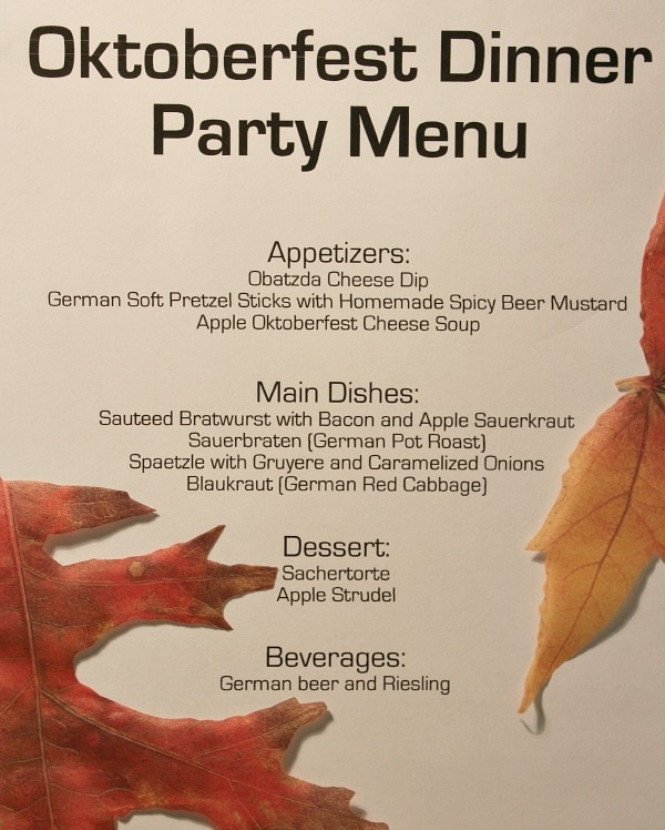 oktoberfest dinner party menu