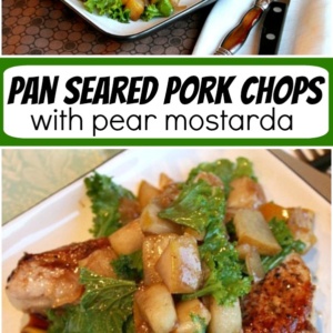 pinterest collage image for pan seared pork chops