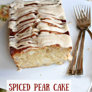 pinterest image for spiced pear cake