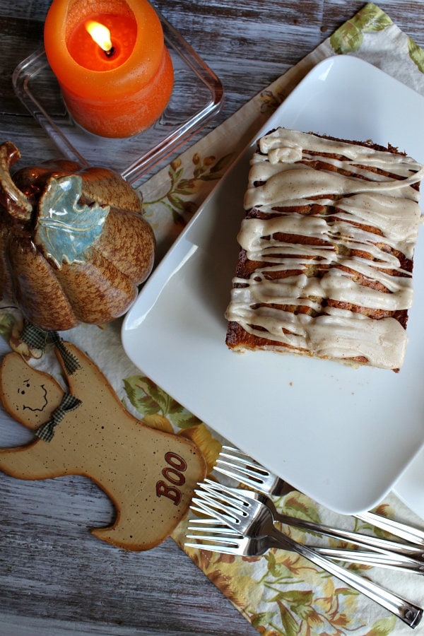 Spiced Pear Cake on a white plate