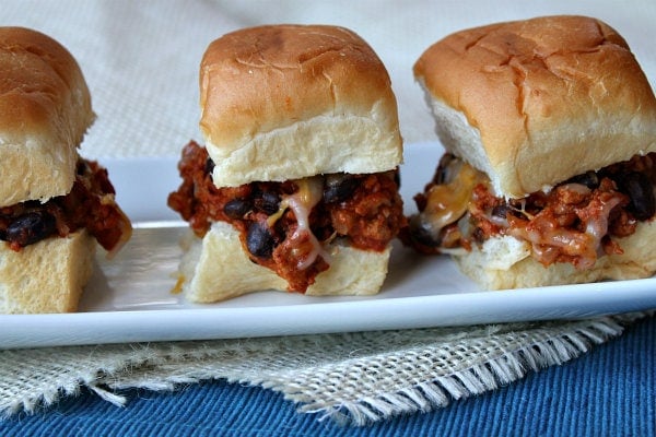 Turkey Sloppy Joe Sliders on a platter