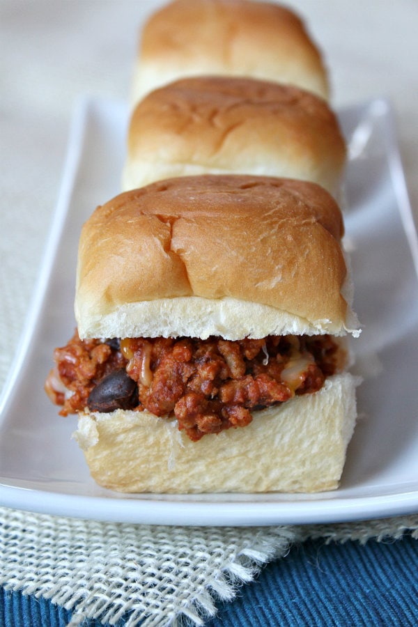 Turkey Sloppy Joe Sliders on a platter