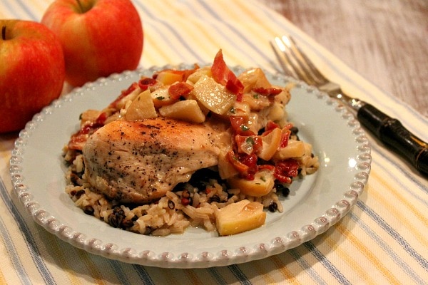 Cheddar Stuffed Chicken Breasts with Apple Bacon Pan Sauce