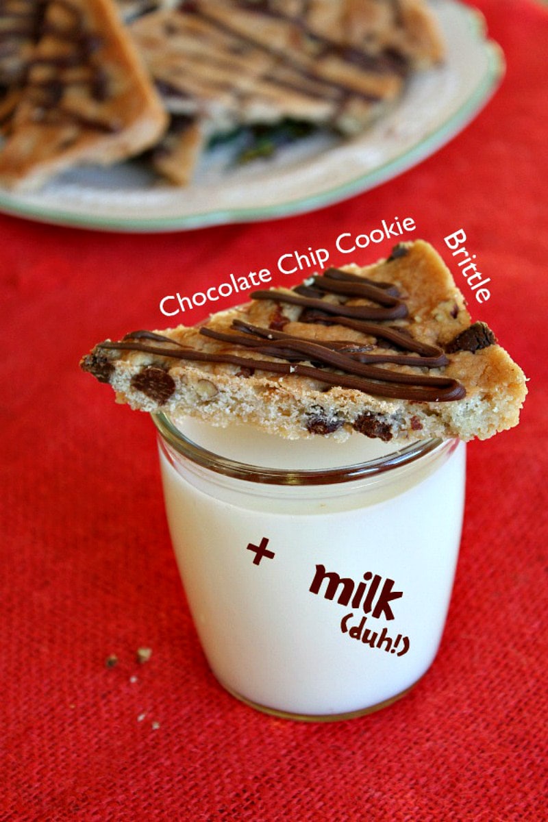 Chocolate Chip Cookie Brittle with milk