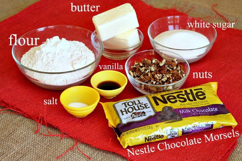 Ingredients needed for Chocolate Chip Cookie Brittle