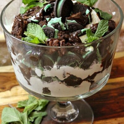 Mint Brownie Hot Fudge Oreo Trifle