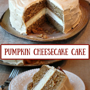 pinterest image for pumpkin cheesecake cake