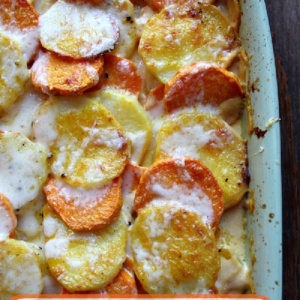 pinterest image for pumpkin scalloped potatoes