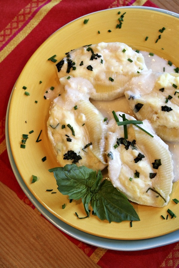 Three Cheese Stuffed Shells with Creamy White Sauce