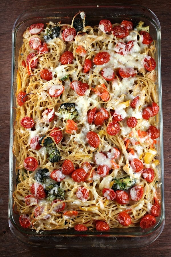 Baked Lemon Chicken Spaghetti Primavera - Recipe Girl