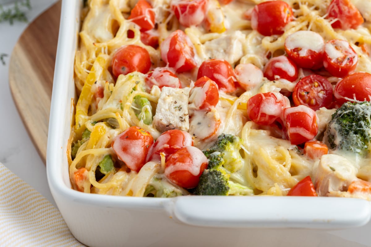 Baked Lemon Chicken Spaghetti Primavera