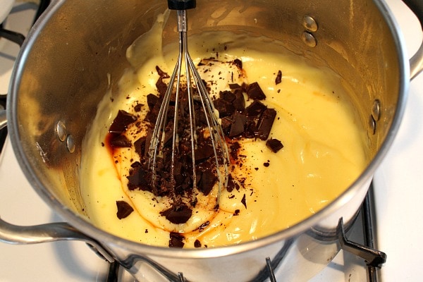 Making the filling for Chocolate Cream Pie