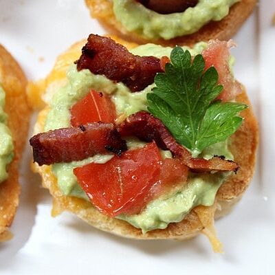 Grilled Cheese Guacamole and Bacon Bruschetta