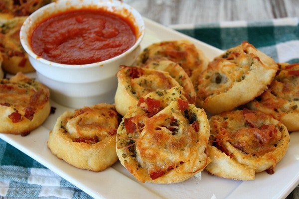 Pizza Pinwheels served with pizza sauce