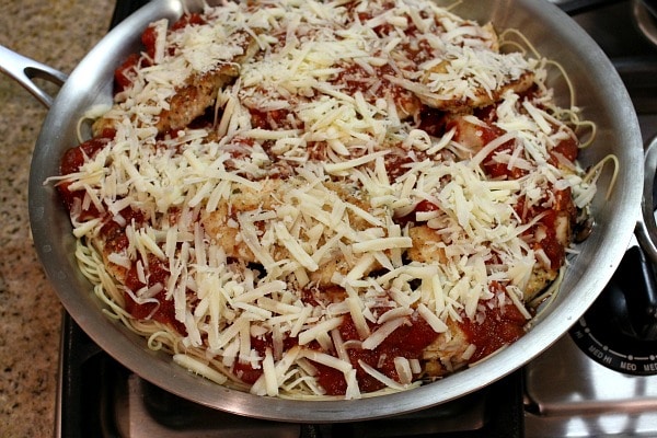 Easy Skillet Chicken Parmesan - recipe from RecipeGirl.com