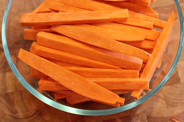 Sweet Potatoes cut for fries