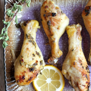 pinterest image for sweet lemon glazed drumsticks